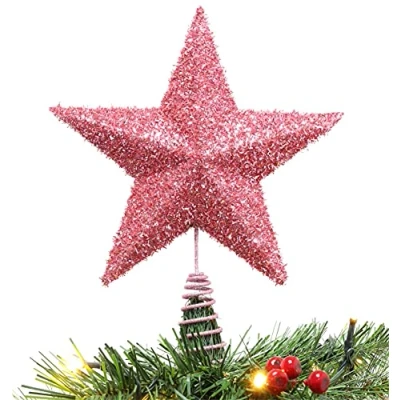 Image of Christmas Concepts® 28cm Sparkly Tree Top Star Luxury Decorations (Baby Pink)