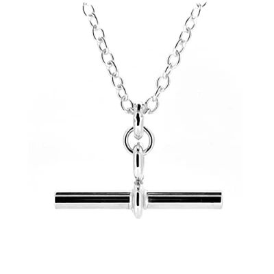 Image of T Bar Necklace Sterling Silver Chain 2.5cm Albert Pendant (22&quot;)