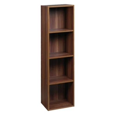 Image of URBNLIVING Tier Wooden Bookcase Shelving Display Storage Shelf Unit Wood Shelves (Teak, 4 Shelf)