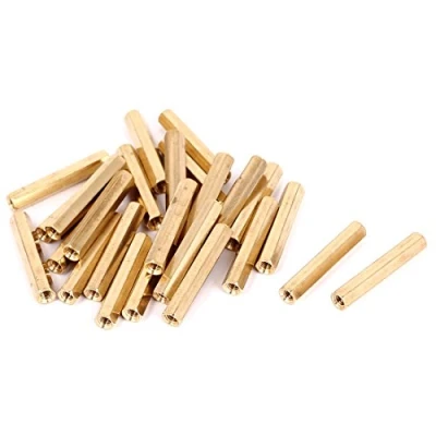Image of Sourcingmap M4 x 35mm Female Threaded Brass Hex Standoff Pillar Spacer Nut 25pcs