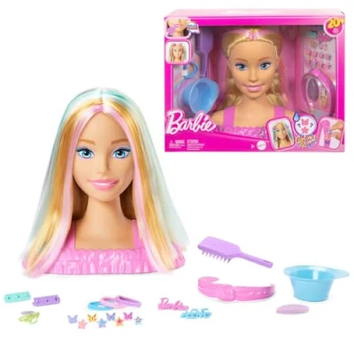Image of Barbie Doll Styling Head, Blonde Hair with 20+ Accessories Including Star &amp; Butterfly Color Change Clips, JFG81