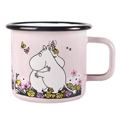 Image of Muurla Enamel Moomin 1714 037 02 Hug Love Mug Cup in Pink 37cl 12.5fl oz