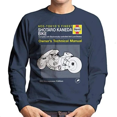 Image of Cloud City 7 Shotaro Kaneda Bike Haynes Manual Akira Men&#039;s Sweatshirt Navy Blue