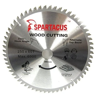 Image of Spartacus 250mm Diameter x 60 Teeth 30mm Bore Wood Cutting Mitre Chop Saw Blade Fits Dewalt DW717 DW717XPS DW716