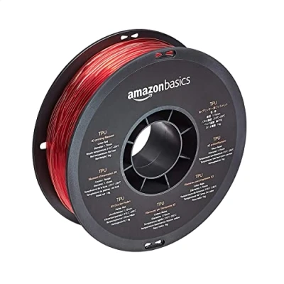 Image of Amazon Basics TPU 3D Printer Filament, 1.75 mm, Red, 1 kg Spool (2.2 lbs)