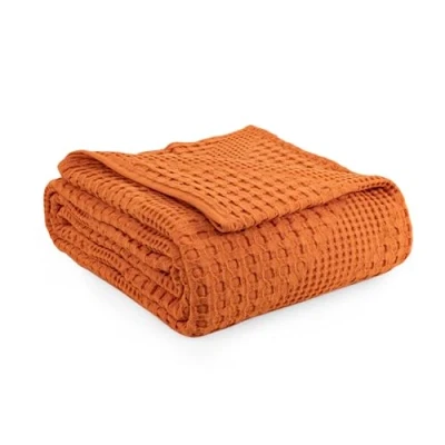 Image of Milam London Bed Throw King Size Bedspread 100% Cotton Soft Blanket For Sofa Throws Large 3 Seater Joanna Collection 220 x 250 cm Burnt Orange