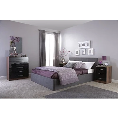 Image of Home Source Classic Fabric Lift Up 4ft 6 Double Ottoman Bedstead Bed Frame Grey
