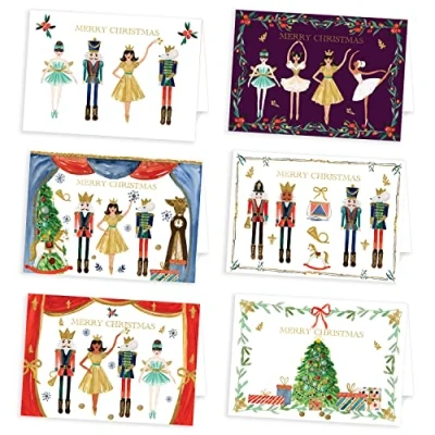 Image of Ruby Ashley Charity Christmas Cards Pack of 30 Xmas Cards. Quality Nutcracker Multipack Made in the UK. Recyclable Boxed &amp; Envelopes
