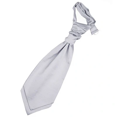 Image of DQT Plain Satin Wedding Pre Tied Scrunchie Cravat Tie for Boys Silver