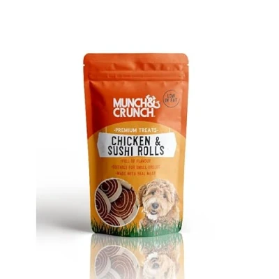 Image of Munch &amp; Crunch Dog Treats Chicken Sushi Rolls 70g