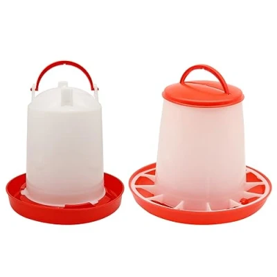 Image of Poultry Waterer and Feeder, Plastic Hanging Automatic Chicken Drinker Feeder Dispenser Set for Hen Chicks Duck Quail(3L 3Kg Feeder)