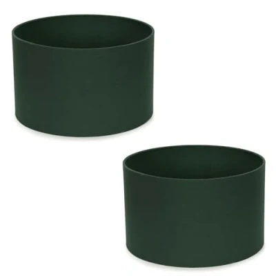 Image of Pair of Modern Forest Green Fabric Cylinder Ceiling Pendant Lampshade/Table Lamp Drum Light Shade Small