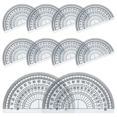 Image of SZXMDKH Plastic Protractor for Angle Measurement Student Math 180 Degrees, 4 Inches, Clear (10 Pcs Protractor)