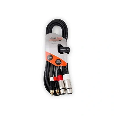 Image of StageCore 3 Metre 2x Female XLR Male RCA Phono Professional Audio Signal Cable