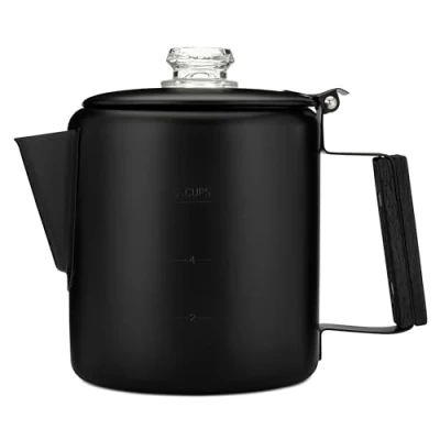 Image of COLETTI Black Bozeman Percolator Coffee Pot — Camping Pot, America’s Sleekest Pure Stainless Steel, NO Aluminum or Plastic (6 Cup)