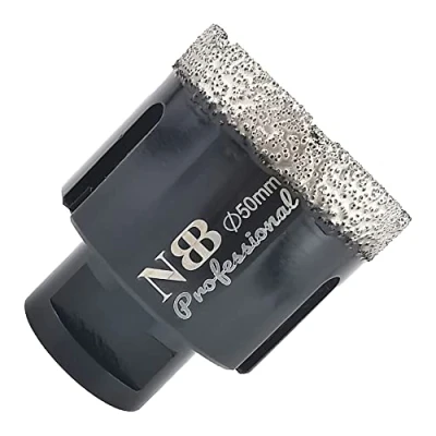 Image of NBB vacuum brazed diamond hole saw with M14, for dry or wet drilling professionally on hard porcelain, ceramic, tile, granite, marble, fast, durable, angle grinder (50mm)