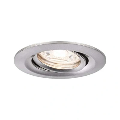Image of Paulmann 94294 Nova mini LED recessed luminaire coin round swivelling incl. 1x4 watt ceiling spotlight brushed iron lamp aluminium warm white 2700 K