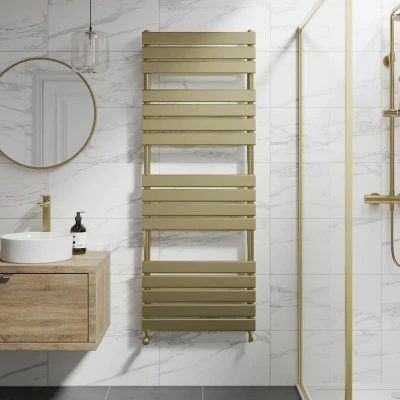 Image of DuraTherm Flat Panel Heated Towel Radiator Brushed Brass 1600 x 600mm