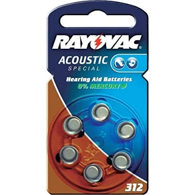 Image of RAYOVAC 312 Special Acoustic/1.4 V/180 mAh for Hearing Aid Batteries Box of 60 (10 x 6)