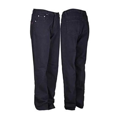 Image of Mens Heavy Duty Jeans Hard Wearing Casual Denim Work Big Sizes Waist 30 to 64 and Inside Leg 27 Inches (Leg 38, Black)