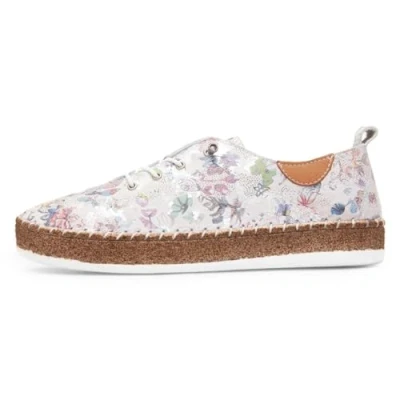 Image of Ladies Iva White Leather Plimsoll 5