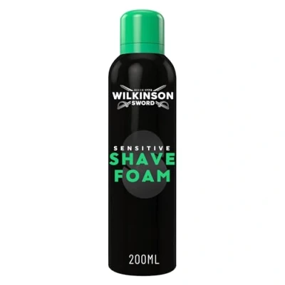 Image of Wilkinson Sword Sensitive Shave Foam, Great Addition to Wash Bags for Men&#039;s Grooming, Shaving Foam Men, Skin, 200ml