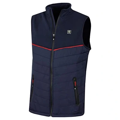 Image of Island GREEN Mens Zip Through Quilted Gilet Navy/Red M
