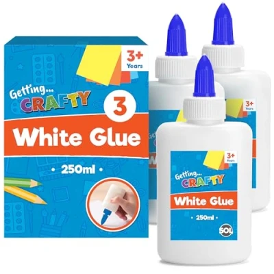 Image of 3pk PVA Glue for Crafting Kids 750ml Total Strong Arts and Crafts, Slime, Washable White Glue, Craft School Office Paper + SOL Sticker