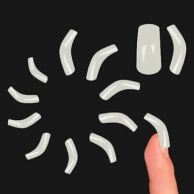 Image of NOVO OVO 500 pcs Hawk Curved Eagle Claw Transparent Natura Color Extra Super Extreme Deep Curve Half Cover Short Square Tapered False Nail Extension Tips Acrylic 10 Sizes Bag Packaging