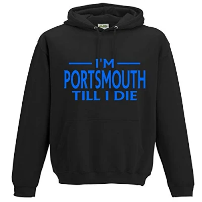 Image of AmeliaGouldApparel Portsmouth Till I Die Premium Mens Hoodie Large Black