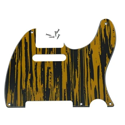 Image of KAISH American Vintage 5 Hole Tele Pickguard TL Guitar Pick Guard Scratch Plate for Tele/Telecaster Black Yellow Wicker