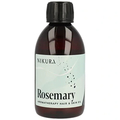 Image of Nikura Rosemary Oil for Hair Growth &amp; Skin Care 250ml Oils Growth, Serum, Beard Treatment with Almond, Jojoba, Argan UK Made BPA Free