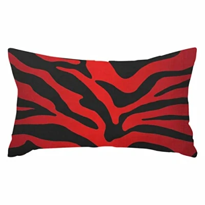 Image of IBILIU Throw Pillow Covers Red and Black Zebra Print Stripes Animal Cushion Case Home Decor Pillowcase 12x20 Inches