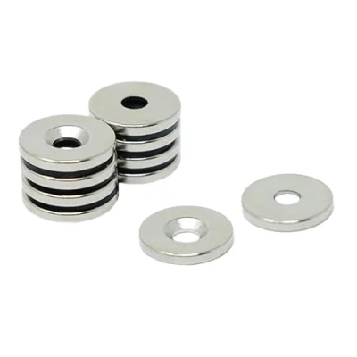 Image of Neodymium Magnet for Arts, Crafts, Model Making, DIY, Hobbies, Office, and Home 15mm dia x 2mm thick 4.2mm c/sink 1.7kg Pull South Pack of 20