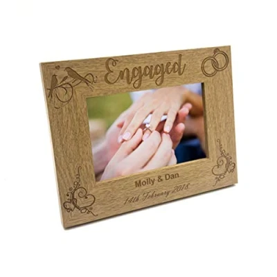 Image of ukgiftstoreonline Personalised Engagement Wooden Photo Frame Gift (8 x 10 Inch)