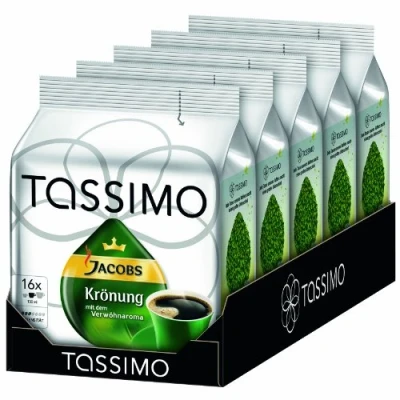 Image of TASSIMO Jacobs Kronung Coffee Capsules Refills Pods T Discs Pack of 5, 80 Drinks