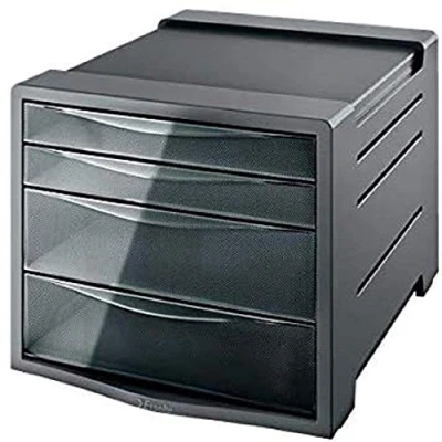 Image of Esselte 4 Drawer Cabinet, Organiser, Intego Range, Transparent, Translucent Smoked Grey