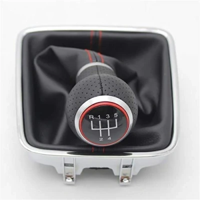 Image of GADSJI for VW Golf Plus 2005 2006 2007 2008 2009 2010 2011 2012 2013 2014 Car Styling 5 6 Speed Gear Stick Shift Knob Leather Boot (Size : Speed)