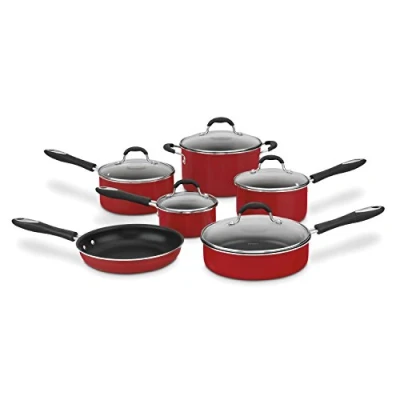 Image of Cuisinart 55 11R Advantage Nonstick 11 Piece Cookware Set, Aluminum, Red
