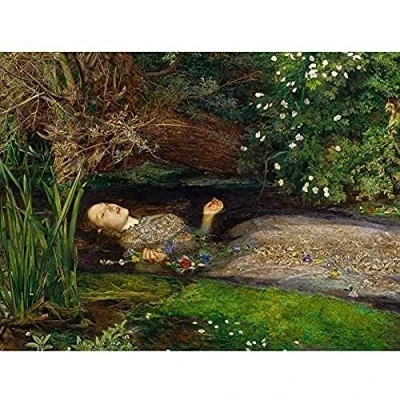 Image of Fine Art Prints John Everett Millais Ophelia Cropped Print Canvas Premium Wall Decor Poster Mural, 16 x 12 inches