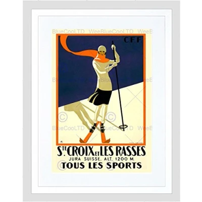 Image of Wee Blue Coo Travel Winter Sport St Croix Switzerland Alpine Skiing Framed Wall Art Print