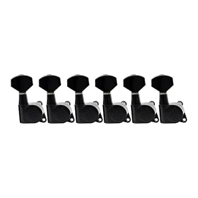 Image of Wilkinson WJN07 6 inline EZ LOK Guitar Tuners Machine Heads 19:1 Ratio Tuning Pegs Keys for Stratocaster Telecaster Electric Guitar, Black
