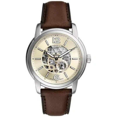 Image of Fossil Men&#039;s Analog Automatic Watch with Leather Strap ME3264