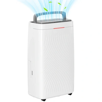 Image of HOMCOM 16L/Day Dehumidifier with Activated Carbon Air Filter, Continuous Drainage, 5.5L Water Tank, 24H Timer, Humidity Light, for Home Damp, Bedroom, Condensation, Mould, Laundry Drying