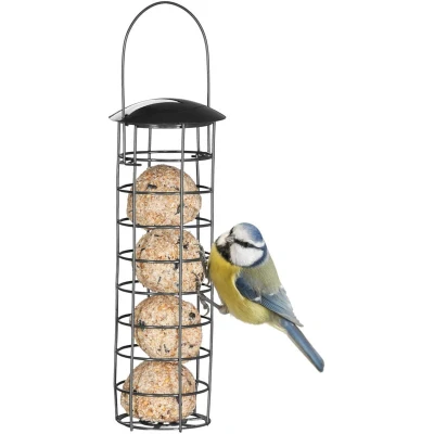 Image of Bird Feeder, Set of 2, Hanging, Feeding Station for Wild Birds, h x d: 31 8.5 cm, Metal, Black Relaxdays