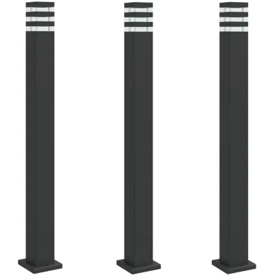 Image of vidaXL Outdoor Floor Lamps 3pcs Black 110 cm Aluminium