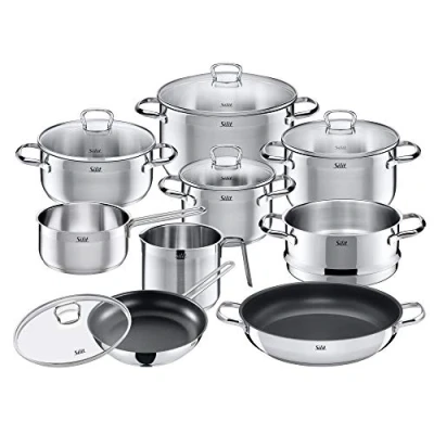 Image of Silit Toskana Glass Lid Pot Set, Silver, 10 Piece