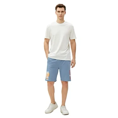 Image of Koton Men&#039;s Basketball Printed Shorts Drawstring Pocket Detailed Slim Fit, Blue (601), S