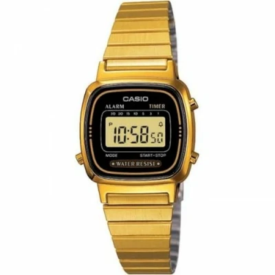 Image of Casio LA 670WG 1 Ladies’ Watch Quartz Digital Golden Dial Gold Coloured Metal