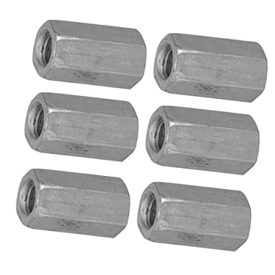 Image of Pack of 10 Spacers Galvanised Carbon Steel Long Hex Nut Screw Connection Industrial Construction Fasteners (M6 x 18)